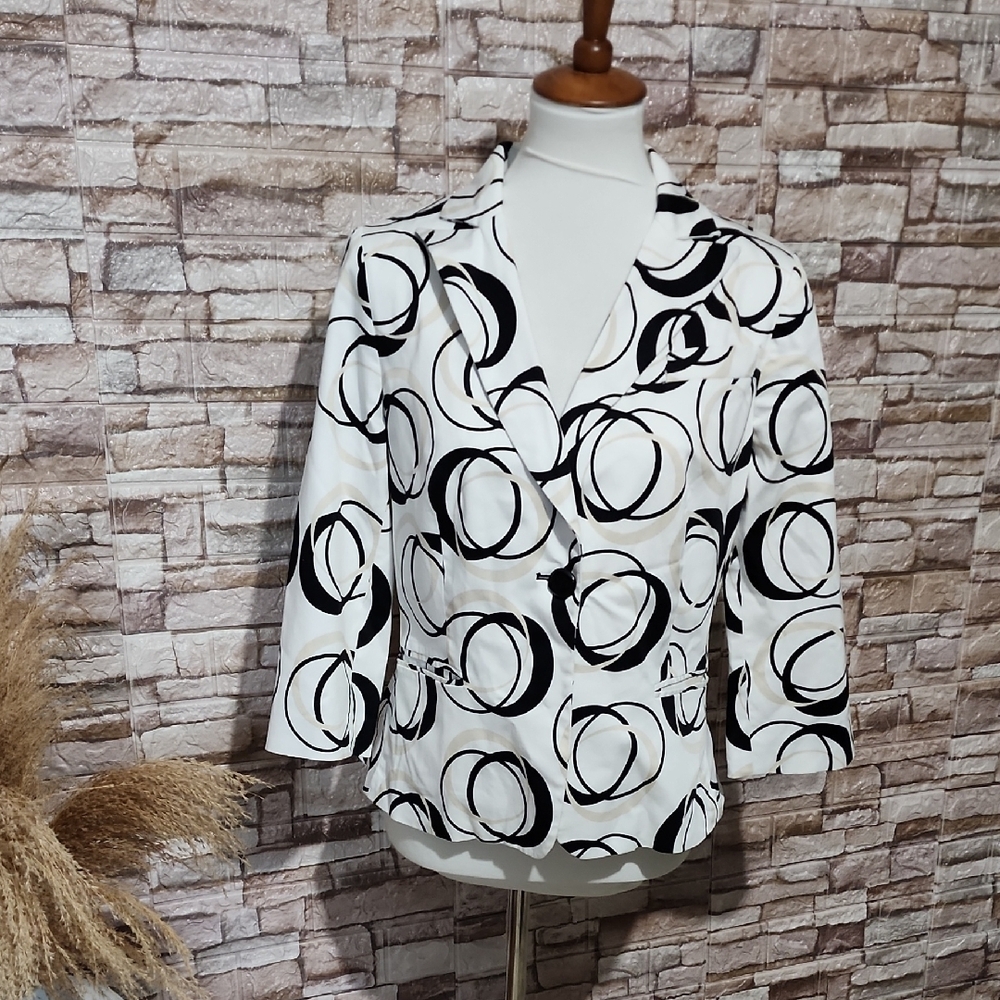 Sandro Sportwear Chic Black and White Circle Pattern Blazer Jacket